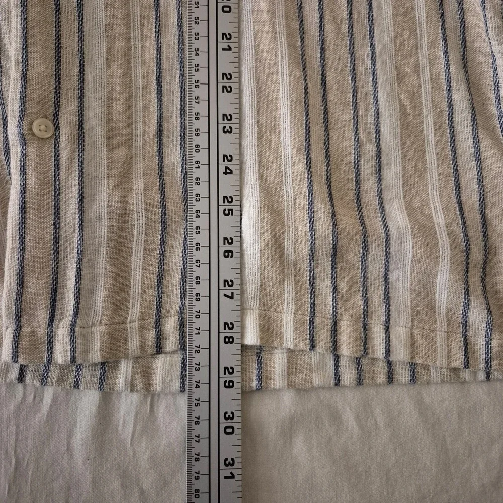 Abercrombie & Fitch Mens L Summer Linen Blend Striped Camp Crochet Shirt Resort